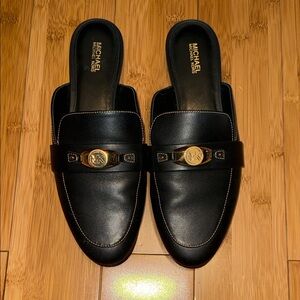 Michael Kors Black Leather Slip-On Loafers